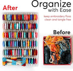 2PACK Embroidery Floss Organizer Box with 50 Cardboard Bobbins - 17 Compartments Clear embroidery thread and Beads organizer box, Snap-Tight Clear Sewing Organizer - Jewelry Bead Holder (Made in USA)