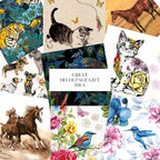 Mystery Pack Decoupage Paper Napkins, 20-ct Assorted Surprise Napkins, Decorative Napkins for Art Craft Junk Journal, Scrapbooking, 20 Different Animals Designs