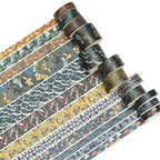 12 Rolls Kyoto Charm Washi Tape Set Japanese Arts Adhesive Tapes Geometric Garden Decorative Masking Tape Sets for Craft, Kids, Scrapbook, DIY, Gift Wrapping (Cerulean Showa)