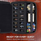 ENHANCE RPG Organizer Case - DnD Binder with Built-in Character Sheet Holder and Erasable Scribe Panel, Dice Rolling Area, Removable Pen Pouch, Miniature Foam Tray, Wrist Strap