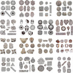 Wooden Printing Stamps Assorted Design - Handcarved Indian Textile Printing Blocks [ Pack of 37 Assorted Pc from 200 Design ] Wood Stamps for Tattoo Clay Pottery Cards Henna HASHCART®