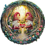 KAAYEE Wooden Puzzles for Adults, 3D Visual Effect Gnome Couple Wooden Jigsaw Puzzle Unique Shape Wood Puzzle Adult, 3D Effect Flat Puzzle Birthday Family Games (S-8.5 * 8.4in-100pcs)