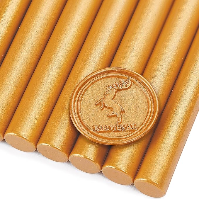 Amber Gold Wax Seal Sticks for Standard Size Hot Melting Glue Gun - Pack of 12