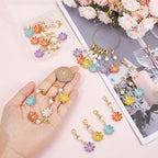 SUNNYCLUE 1 Box 30Pcs Stitch Markers Crochet Stitch Marker Daisy Flower Charms Pearl Beads Zipper Pull Clip On Removable Lobster Claw Clasp Charm Locking Knitting Markers for Weaving Sewing Quilting