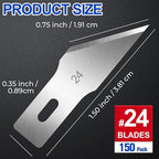 DIYSELF 150 PCS Hobby Knife Replacement Blades, #24 Sharp Exacto Knife Blades, Hobby Knife Blade Refills with Storage Case, High Carbon Steel Exacto Blades for Craft, Scrapbooking, Stencil (#24）