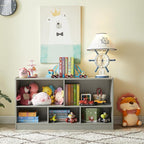 Kids Toy Storage Organizer, 5-Section Storage Cabinet for Organizing Books Toys, Wooden Bookshelf Daycare Furniture for School, Classroom Playroom, Nursery, Kindergarten (Gray)