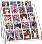 2 Pack Elevated 5 Tier Clear Acrylic Card Display Stand for Trading Cards, Sports Cards, Greeting Cards, Stickers – Slanted Holder for PSA Slabs, Vendors, Collectors & Retail (5 Tier 2 Pack)