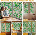Window Privacy Film Stain Glass Window Film Rainbow Window Film Window clings Non-Adhesive Reusable Decorative for Room (Greenery Leaf, 45.2 x 157.4 in)