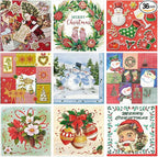 Crtiin 36 Pack 9 Styles Christmas Decoupage Napkins Assorted Christmas Decorative Decoupage Napkins Cocktail Paper for DIY Crafting Party, Each Unfolded 13 Inch