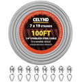 Stainless Steel Cable for Railing - 100FT 1/4" T316 Wire Rope with Clamps and Thimbles - 7 x 19 Strands 6700 LBS Breaking Strength for Outdoor Deck Railing Zipline