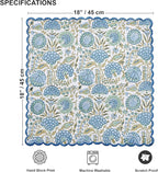 Ridhi Asparagus GreenHand Block Print Napkins 18" x 18" Set of 4 Reusable Cotton Dinner Napkins for Weddings, Parties & Everyday Dining, Thanksgiving, Christmas, Fall