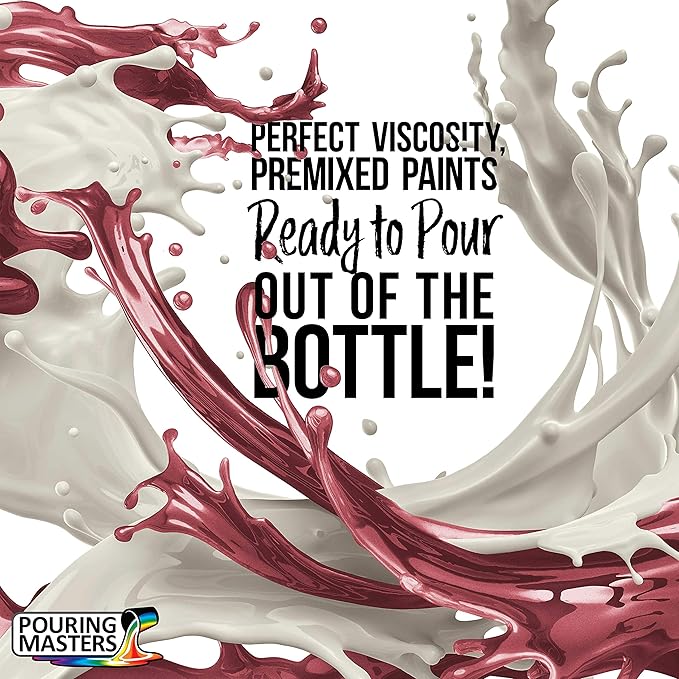 Pouring Masters Strawberry Red Metallic Pearl Ready to Pour Acrylic Pouring Paint - Premium 64-Ounce Pre-Mixed Fluid Acrylic Paint - Fluid Art Supplies for Canvas, Wood, Paper, Tile & Rocks