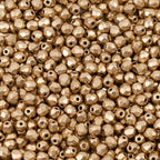 0.88oz (600+ pcs) Faceted Fire Polished Pressed Czech Glass Beads 3mm (0.12in), Aztec Pale Gold - 01710
