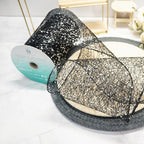 CT CRAFT LLC Sparkling Glitter Mesh Wired Ribbon 6" x 10 Yards Black for Christmas Home Decor Bow Gift Wrapping DIY Crafts Wreath