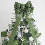 HUIHUANG Moss Green Wired Ribbon for Christmas Tree 2.5 inch Glitter Moss Diamond Mesh Ribbon for Tree Decoration, Wreaths, Garland, Gift Wrapping, Bows Making, Thanksgiving Decor -10 Yards