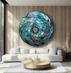 My Photostation.com 20''(50cm) Diameter Ocean Vortex Spiral Round Glass Wall Art Tempered Glass Printing Wall Decor Large Wall Art Wall Hangings