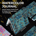 Funto Watercolor Journal, 6.3x6.3, 24 Sheets, 100% Cotton Cold Press, 300gsm/140lb, Inner Paper Pocket, Art Supplies for Mixed Media