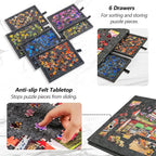 Lavievert Tilting Puzzle Board with 2-in-1 Designed Stand & Cover, Super Lightweight Felt Plateau Storage with 6 Drawers for Adults, Portable Jigsaw Puzzle Table for Up to 1000 Pieces – Gray
