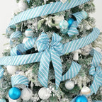 MEEDEE Blue Diagonal Stripe Ribbon 2.5 Inch Blue Satin with Turquoise and Teal Glitter Wired Ribbon for Wreath Bow, Topper Bow, Tree, Garlands (10 Yards)