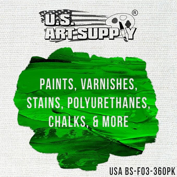 US Art Supply 3 inch Foam Sponge Wood Handle Paint Brush Set (Full Case of 360 Brushes) - Lightweight, Durable and Great for Acrylics, Stains, Varnishes, Crafts, Art