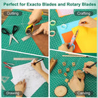 Density-upgraded 9"x12" Self Healing Cutting Mat, Idemeet Rotary Sewing Mat for Crafts, 5-Ply Blade Table Protector Cut Board for Fabric Leather Cutting Quilting Modeling Hobby Project, A4, Green