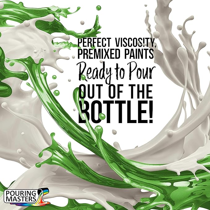 Pouring Masters Vivid Jade Metallic Pearl Ready to Pour Acrylic Pouring Paint - Premium 32-Ounce Pre-Mixed Fluid Acrylic Paint - Fluid Art Supplies for Canvas, Wood, Paper, Tile & Rocks