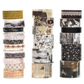 Vintage Washi Tape Set - 24 Rolls Arts Adhesive Tapes Assorted Retro Decorative Masking Tape Sets for Craft, Kids, Scrapbook, DIY, Gift Wrapping (9-Monochrome Mood)