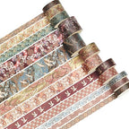 12 Rolls Kyoto Charm Washi Tape Set Japanese Arts Adhesive Tapes Geometric Garden Decorative Masking Tape Sets for Craft, Kids, Scrapbook, DIY, Gift Wrapping (Crimson Fields)