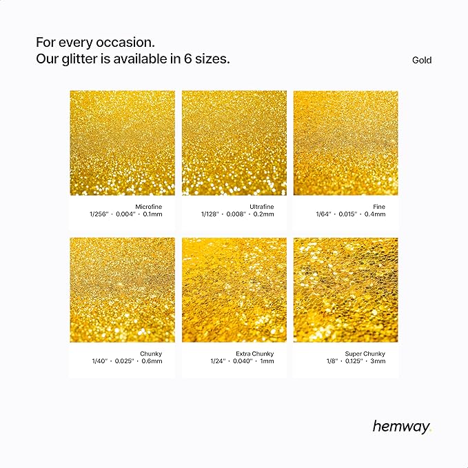 Hemway Glitter for Resin 100g Gold Metallic Crystals for Epoxy Craft Super Chunky Flakes Tumblers Wax Melt