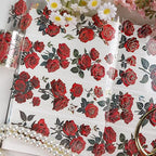 Rose Flower Scrapbook Supplies - Vintage Red Flower Junk Journal Supplies, Floral Srapbooking Tapes Art Crafts Decorative