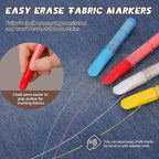 Fabric Chalk Markers for Sewing,Quilting,Crafting|Erasable Tailor Chalk|Work on Various Fabrics|Dosing Wheel Drawing Precise Line(2pk Yellow,White professional tailors chalks pencil&1Ruler)