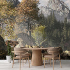 wall26 Wolf Near a Lake in a Rocky Mountain Landscape. Removable Wall Mural | Self-Adhesive Large Wallpaper - 132x120 inches
