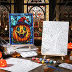 Zhanmai 12 Pack Pre Drawn Canvas for Painting Sip and Paint Kit 8" x 10" Paint Party Set Canvas Painting Pre Printed Canvases for Party Favor DIY Virtual Adult's Date Night (Vivid Ghost)