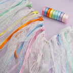 MEEDEE Pastel Rainbow Ribbon Assortment Satin Rainbow Colored Ribbon 3/8" X 50 Yards for Crafts, Gift Wrapping, Party Decoration, DIY Handmade Hair Bows