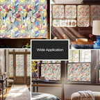 Window Privacy Film, Frosted Glass Decorative Static Cling, Removable Sun Blocking Vinyl Covering, Window Film for Home Kitchen Living Room Bathroom, Glazed Flower Shadows, 17.5" x 78.7 "