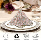 Ridhi Sassy Salmon Pink Hand Block Print Napkins 18" x 18" Set of 4 Reusable Cotton Dinner Napkins for Weddings, Parties & Everyday Dining, Thanksgiving, Christmas, Fall