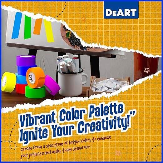 DEART Masking Tape 8 or 12 Pack 1 inch Colored Painters Tape for Arts & Crafts Labeling or Coding, Kids Art Supplies Color Tape Rolls, Craft Tapes Colorful Masking Tape (12)