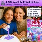 Paint Pouring DIY Clock Kit - Complete Decorate & Painting Kit for Kids 6-8 - Creative Arts & Crafts for Girls Age 10-12 - Christmas Boys & Girls Gifts 8-12 Years Old - Tween & Teen Girl Gifts Ideas