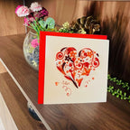 Quilling Cards, handmade card, quilled cards with Handmade Art Quilling birthday card for women, Birthday card, mother... colorful heart design (Heart 5)