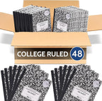 EPI Marble Hardcover College Ruled Composition Notebook | 200 Pages (100 Sheets), 9.75 x 7.5 in, Sturdy Sewn Binding | School, Office, Journaling, Notes - 48 Pack