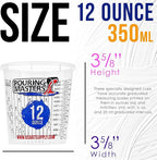 Pouring Masters 12 Ounce (350ml) Graduated Plastic Mixing Cups (Box of 20) - Paint Mixing Cups for Epoxy Resin, Art, Kitchen, Baking - Measurements in OZ and ML, 4 Different Measuring Ratios 1:1