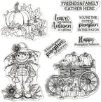 Halloween Clear Silicone stampReusable Stamp with Pumpkins, Skulls, Bats, Santa Claus, and Holiday Designs. Used for Making Cards, scrapbooks, and DIY templates (Scarecrow)