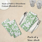 Ridhi Sage Green Hand Block Print Napkins 18" x 18" Set of 4 Reusable Cotton Dinner Napkins for Weddings, Parties & Everyday Dining, Thanksgiving, Christmas, Fall