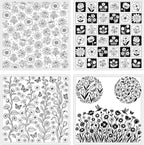 CHGCRAFT 4 Sheets 4 Styles Wildflowers Polymer Clay Texture Sheets Bushes Silicone Texture Stamp Hummingbirds Modeling Pattern Pad Texture Sheets for Making Earrings Jewerly, 5.5x5.5 inch
