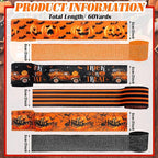 12 Rolls Halloween Wired Edge Ribbon for Wreaths 2 Inch x 60 Yards Bat Spider Web Pumpkin Print Ribbon Ghost Witch Hat Crafts for Halloween Party Decorative Supplies, 12 Styles