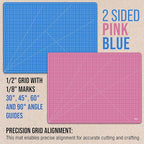 U.S. Art Supply 36" x 48" Self-Healing Cutting Mat 5-Ply - Double-Sided Pink/Blue Craft Mat, Non-Slip Cutting Mats for Crafts, Sewing, Quilting, Scrapbooking
