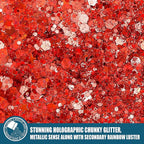 Estanoite Holographic Chunky Glitter, 160G/5.64OZ Glitter, Mixed Fine & Chunky Glitter for Epoxy Resin, Iridescent Glitter for Crafts Tumblers, Halloween Christmas Festival Painting Decor (Red)
