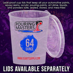 Pouring Masters 64 Ounce (2000ml) Graduated Plastic Mixing Cups (Box of 12) - Paint Mixing Cups for Epoxy Resin, Art, Kitchen, Baking - Measurements in OZ and ML, 4 Different Measuring Ratios 1:1