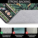 Oriental Tropical Washable Rugs, Thin Black Boho Vintage Distressed Hippie 4x6 Area Rugs for Living Room Bedroom Kitchen Entryway Dorm, Abstract Botanical Animal Tribal Indian Accent Carpet
