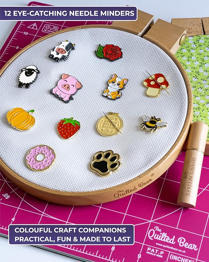 The Quilted Bear Needle Minder - Needle Minder Magnet for Keeping Sewing & Embroidery Needles, Cross Stitch Needles Safe - Stress Free Stitching Cross Stitch Supplies & Embroidery Supplies (Dog Paw)